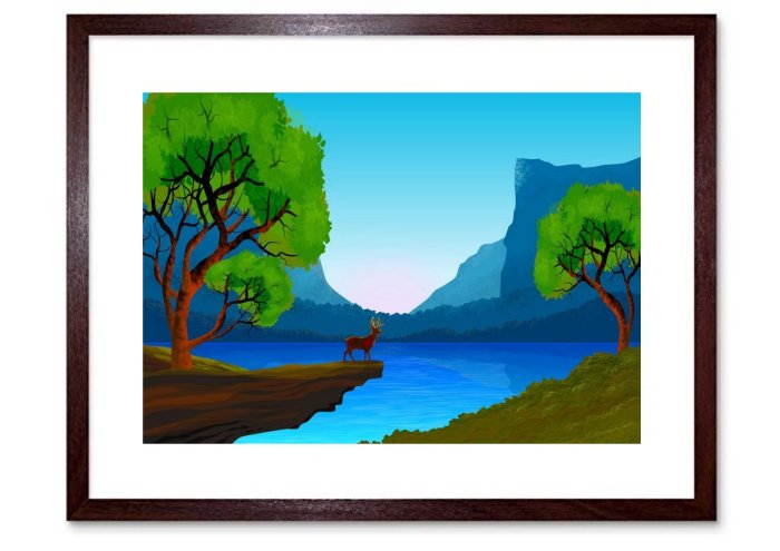 Landscape Illustration Nature Sky Mountains Green